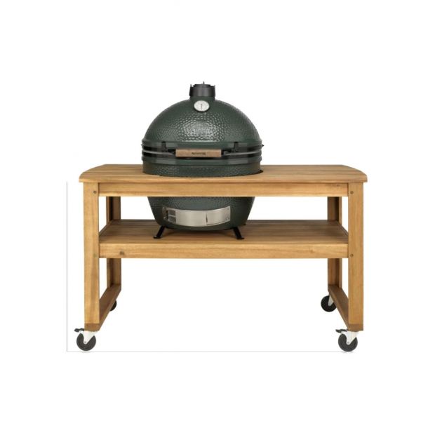 Table acacia xlarge ( 1,60,80,8 ) avec roue - Big Green Egg