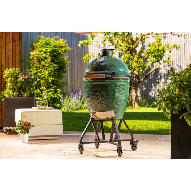 Large - ensemble avec chariot a roulettes- Big Green Egg