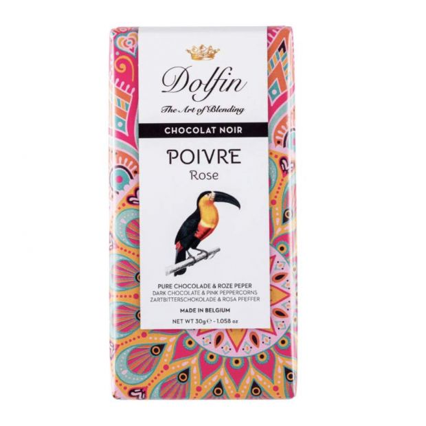 Tablette noir 60% poivre rose 30g - Dolfin