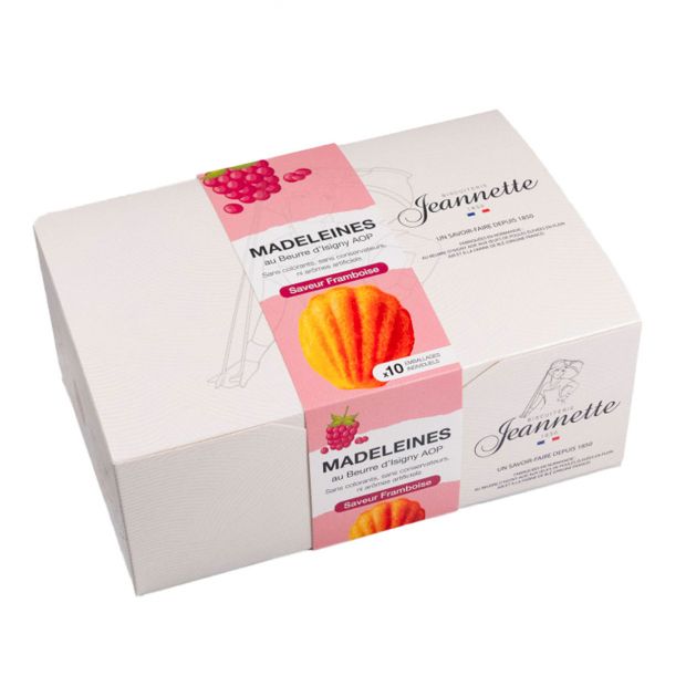 Boite 10 Madeleines Framboise 250g - Biscuiterie Jeannette