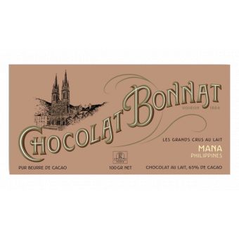 Tablette Chocolat au Lait Mana Philippines 65 % 100 g - Chocolats Bonnat